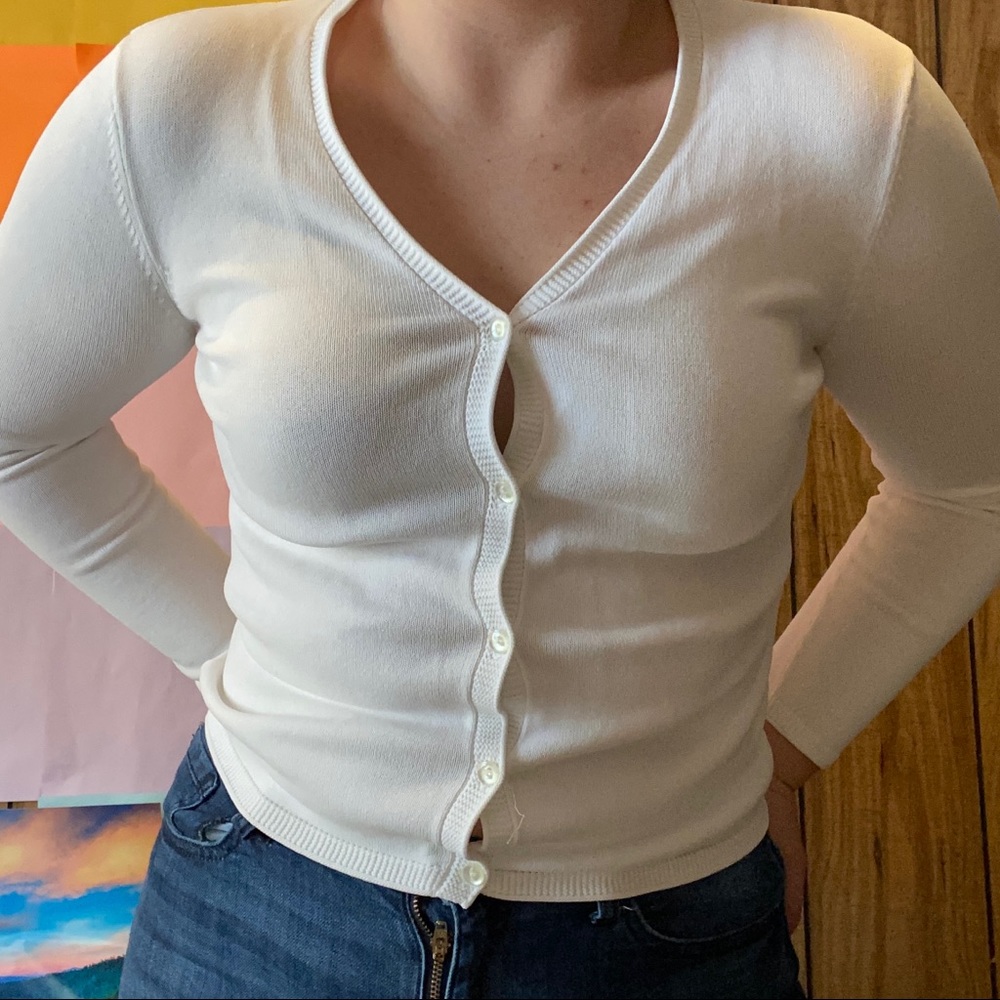 White bottom cardigan